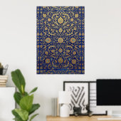 Ornates Blau-Gold-Muster Poster (Heimbüro)