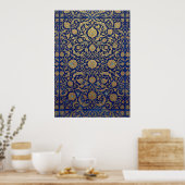 Ornates Blau-Gold-Muster Poster (Küche)