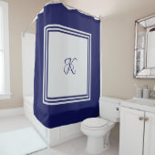 Ornates blau-graues quadratisches Initial-Monogram Duschvorhang (Beispiel)