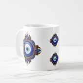 Ornates Blaues Böse-Augen-Sublimationsdesign Kaffeetasse (Vorderseite Links)