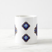 Ornates Blaues Böse-Augen-Sublimationsdesign Kaffeetasse (Mittel)