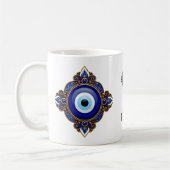 Ornates Blaues Böse-Augen-Sublimationsdesign Kaffeetasse (Links)
