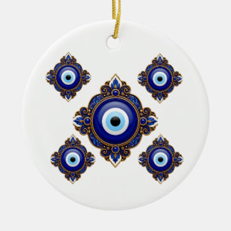 Ornates Blaues Böse-Augen-Sublimationsdesign Keramik Ornament