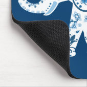 Ornates blaues Elefantenmuster Mousepad (Ecke)