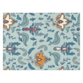 Ornates Blumenmuster auf einem hellblauen Hintergr Tischdecke (Vorderseite (Horizontal))