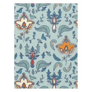 Ornates Blumenmuster auf einem hellblauen Hintergr Tischdecke
