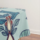 Ornates Blumenmuster auf einem hellblauen Hintergr Tischdecke (Beispiel)