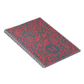 Ornates Blumenmuster in rosa und grauem Monogramm Notizblock (Rechte Seite)