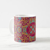 Ornates böhmisches Mandala-Fliesenmuster Kaffeetasse (Vorderseite Links)