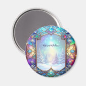 Ornates Buntglas-Muster-Feiertagsmagnet Magnet (Vorderseite/Rückseite)