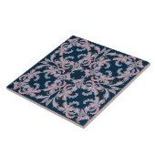 Ornates Fliesenornament in Mitternachtsblau Fliese (Seite)