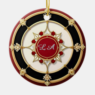 Ornates goldenes Blumendesign Keramik Ornament
