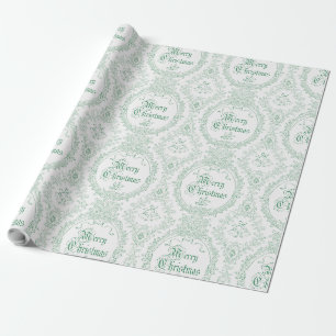 Ornates klassisches vintage frohes Weihnachten grü Geschenkpapier
