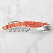Ornates oranges Paisley-Muster-Monogramm Kellnermesser (Rückseite)