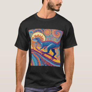 Ornates psychedelisches Dino-Skater T-Shirt