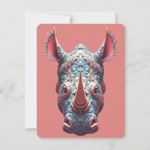 Ornates Rhino-Porträt - psychedelische Spirit-Mask RSVP Karte