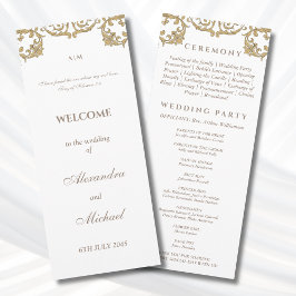 Ornates Vintage-Barock-Hochzeitsprogramm für Chris Programm