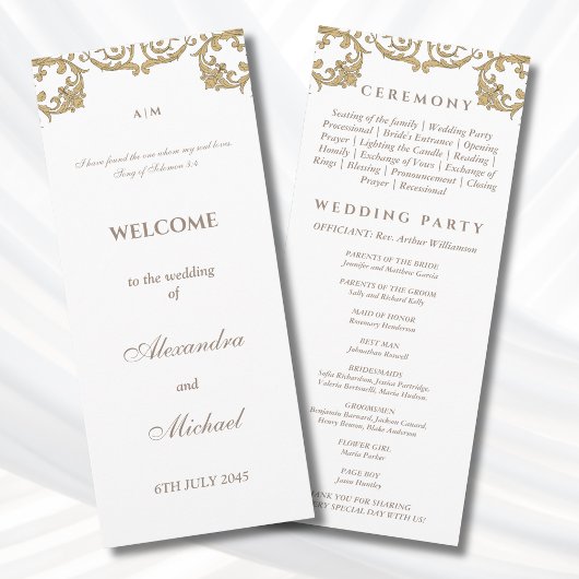 Ornates Vintage-Barock-Hochzeitsprogramm für Chris Programm