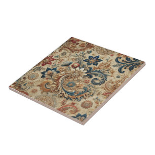Ornates Vintage-Blumen-Brokatmuster 2 Fliese