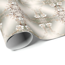 Ornates weißes Blumenrahmen-Geschenkpapier