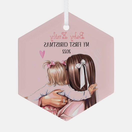 Ornement Mein kleines Mädchen 1. Weihnachten 2022 Ornament Aus Glas (Rückseite)