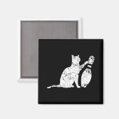 Ornery Alley Cat Tipping Bowling Button Fun Team G Magnet (Vorderseite/Rückseite)