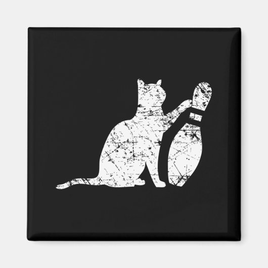 Ornery Alley Cat Tipping Bowling Button Fun Team G Magnet (Vorne)