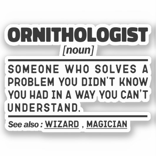 Ornithologe Noun Definition Vogelbeobachtung Cool Aufkleber (Vorderseite)