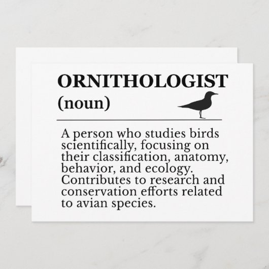 Ornithologist Definition - Vogelkunde (Birdwatchin Einladung (Vorne/Hinten)