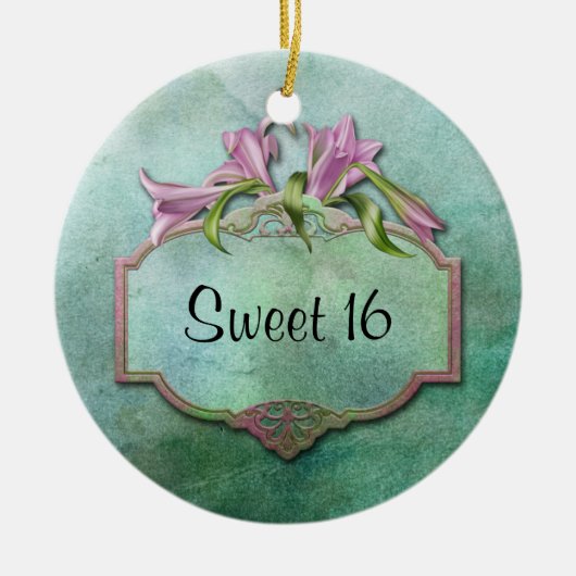 Ornment rosa Lilien-Bonbon 16 Keramik Ornament (Vorne)