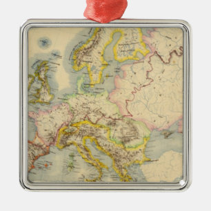 Orographische Karte von Europa Ornament Aus Metall