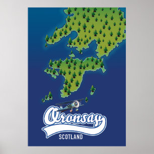Oronsay Schottland Inselkarte Poster