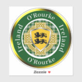 O'Rourke Irish Shield/Celtic Cross Personalisiert Aufkleber (Blatt)