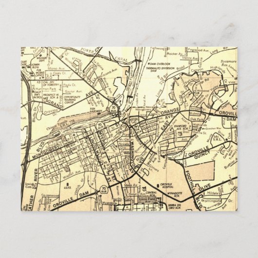 Oroville, CA Vintag Map Postkarte (Vorderseite)