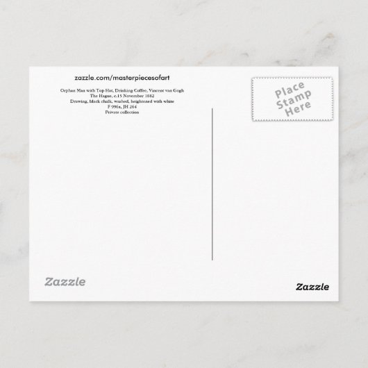 Orphan Man trinkt Kaffee, Vincent van Gogh Postkarte (Rückseite)