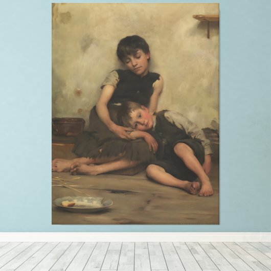 "Orphans" by Thomas Kennington (1885) - London, UK Leinwanddruck (Insitu (Holzboden))