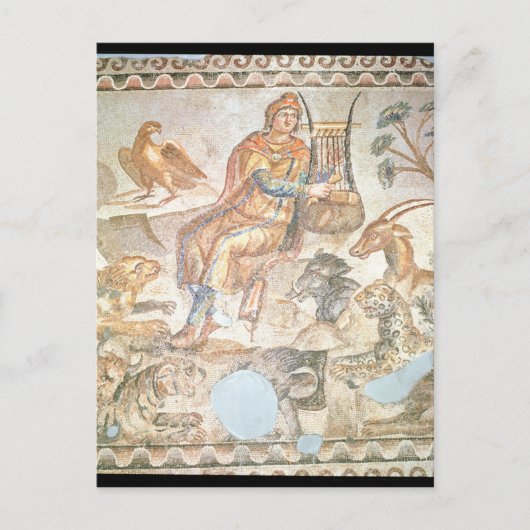 Orpheus, der mit Tieren spielt, römisches Mosaik Postkarte (Vorderseite)