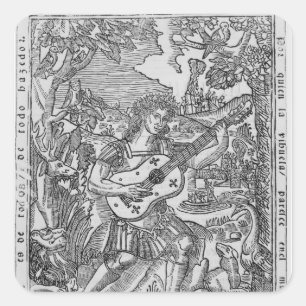 Orpheus, der Musik spielt Quadratischer Aufkleber