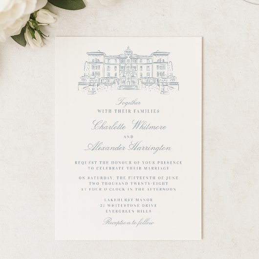 Ort, altes Geld Ästhetik, hellblau Einladung