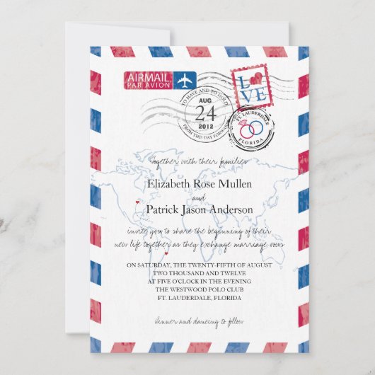 Ort der Hochzeit Einladung (Vorderseite)