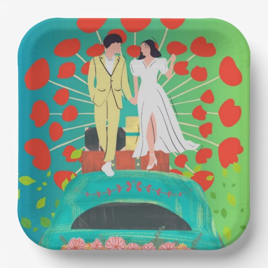 Ort der Hochzeitsfeier Pappteller (Vorderseite)