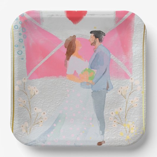 Ort der Hochzeitsfeier Pappteller (Vorderseite)