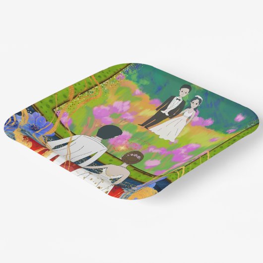 Ort der Hochzeitsfeier Pappteller (Gewinkelt)