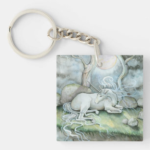 Ort des Friedens Wasserfarben Kunst Einhorn Fantas Schlüsselanhänger