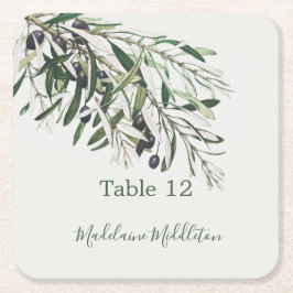 Ort Escort Name Sitzplatz italienische Olivenzweig Rechteckiger Pappuntersetzer