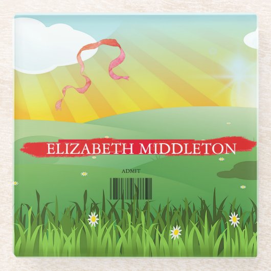 Ort Escort Name Sitzplätze Tiles Rustikales Festiv Glasuntersetzer (Vorderseite)