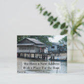 Ort für das Boot Sonnige Änderung der Adresse Ankündigungspostkarte (Stehend Vorderseite)