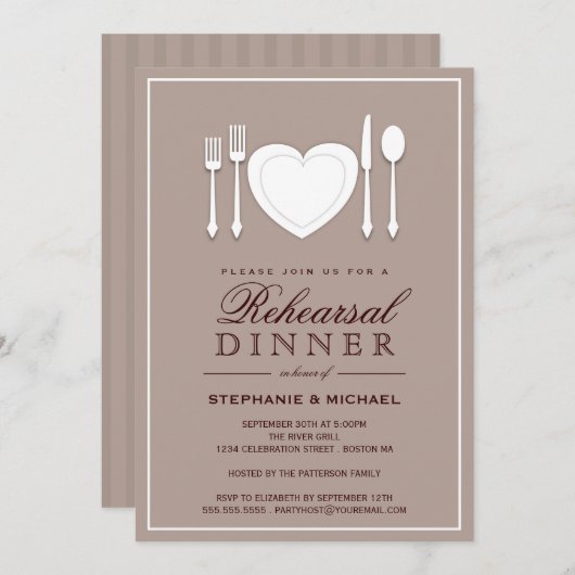 Ort Probe Abendessen Party Einladung (Vorne/Hinten)