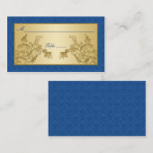 Orte für blaue und goldene Flora-Damaskus Platzkarte (Vorne/Hinten)