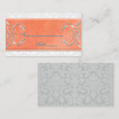 Orte für Korallen, Aqua und Gray Damask Platzkarte (Vorne/Hinten)